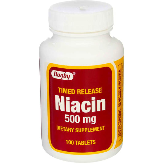 Cajas de Niacina Rugby 500 mg liberación prolongada