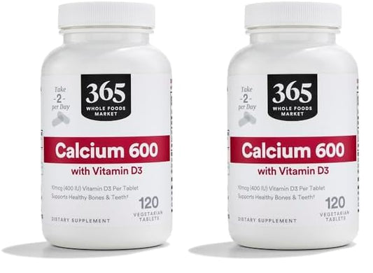 Calcio 600 con Vitamina D3 120 tabletas Whole Foods