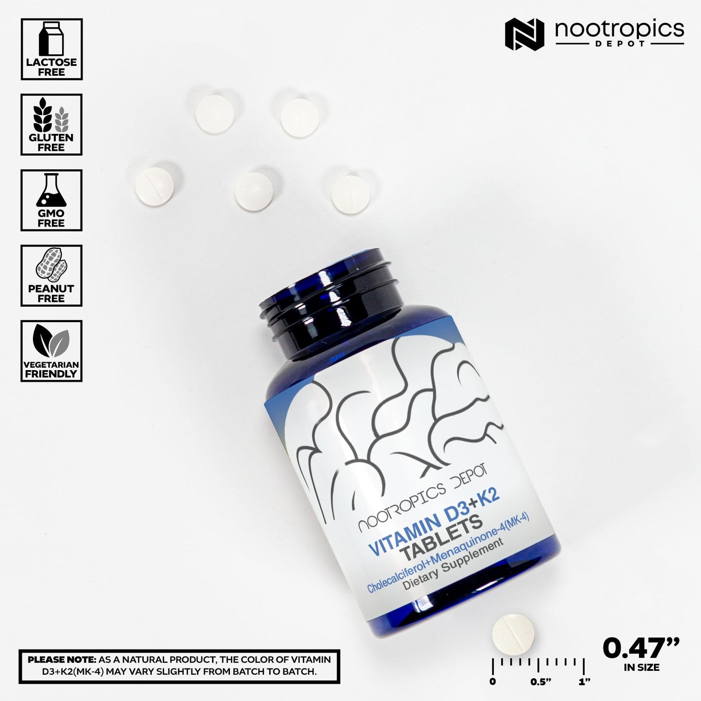 Calcio absorbido con vitamina D3 K2 y C en 365 tabletas