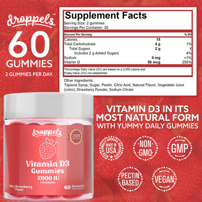 Calidad Droppels gominolas vitamina d3 2000 ui 60 unidades