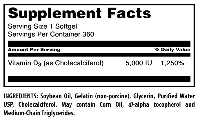 Calidad garantizada suplemento vitamina d3 amazing formulas 5000 ui