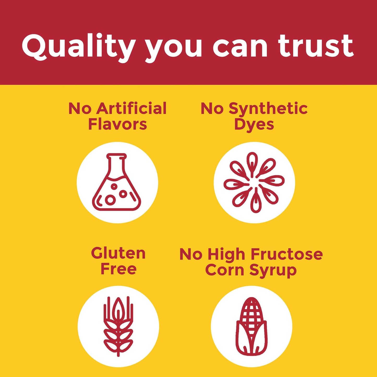 Calidad de ingredientes de confianza, sin sabores artificiales.
