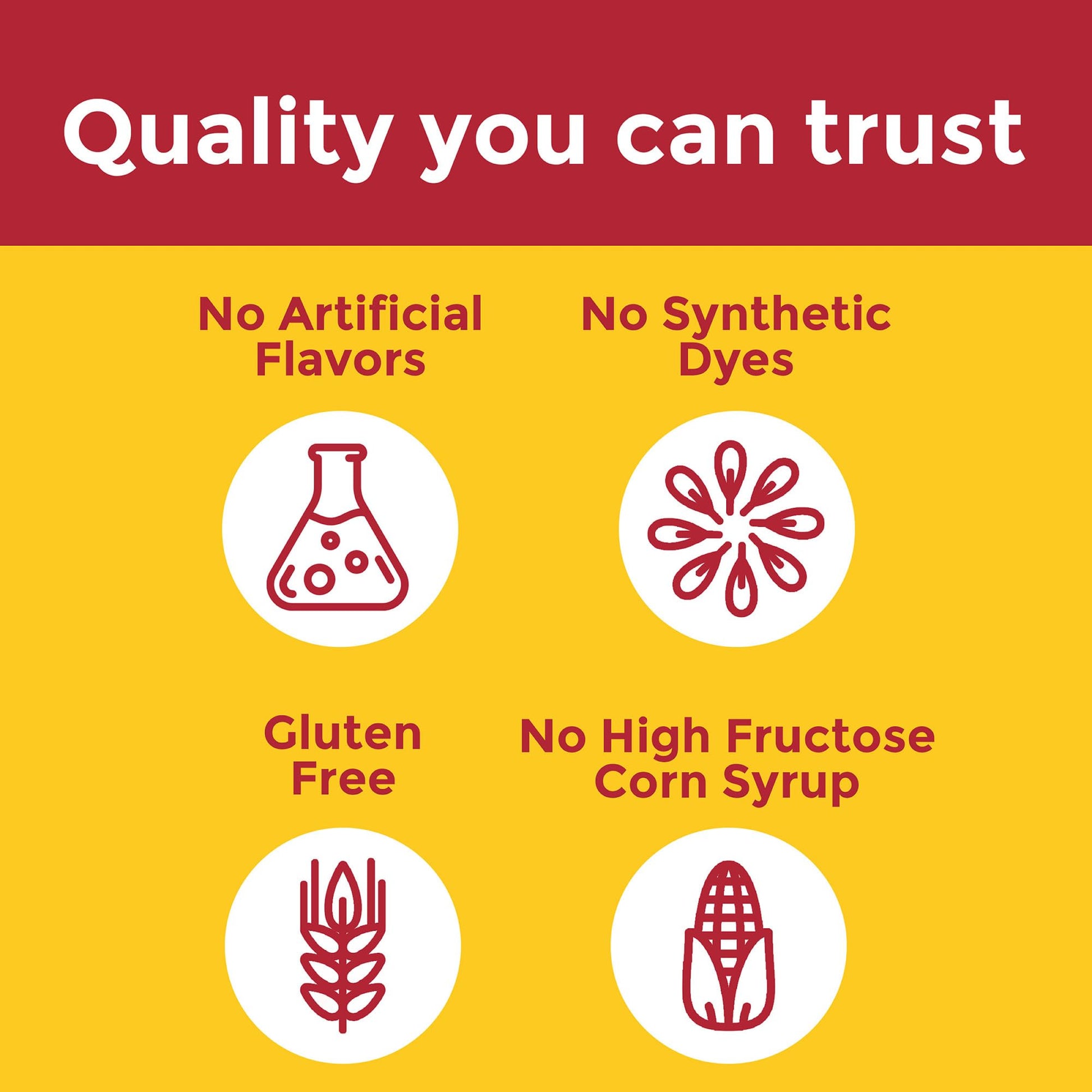 Calidad de ingredientes de confianza, sin sabores artificiales.
