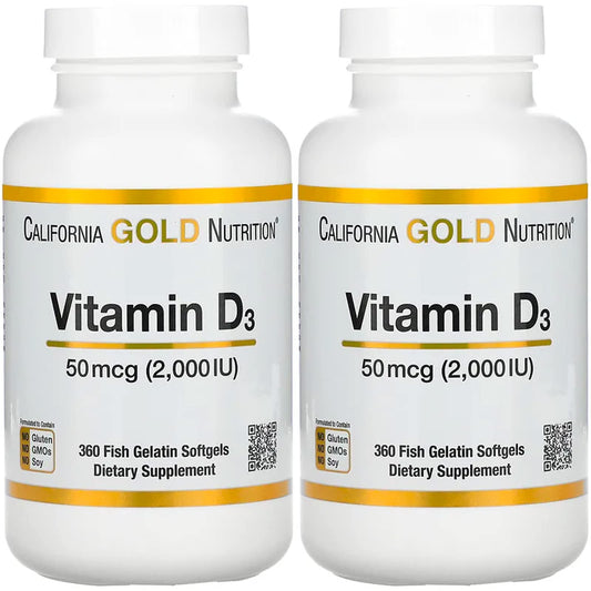 California Gold Nutrition vitamina D3 2000 UI 360 softgeles gelatina pescado