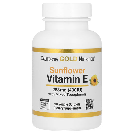 California Gold Nutrition vitamina E girasol 400 IU 90 cápsulas vegetales