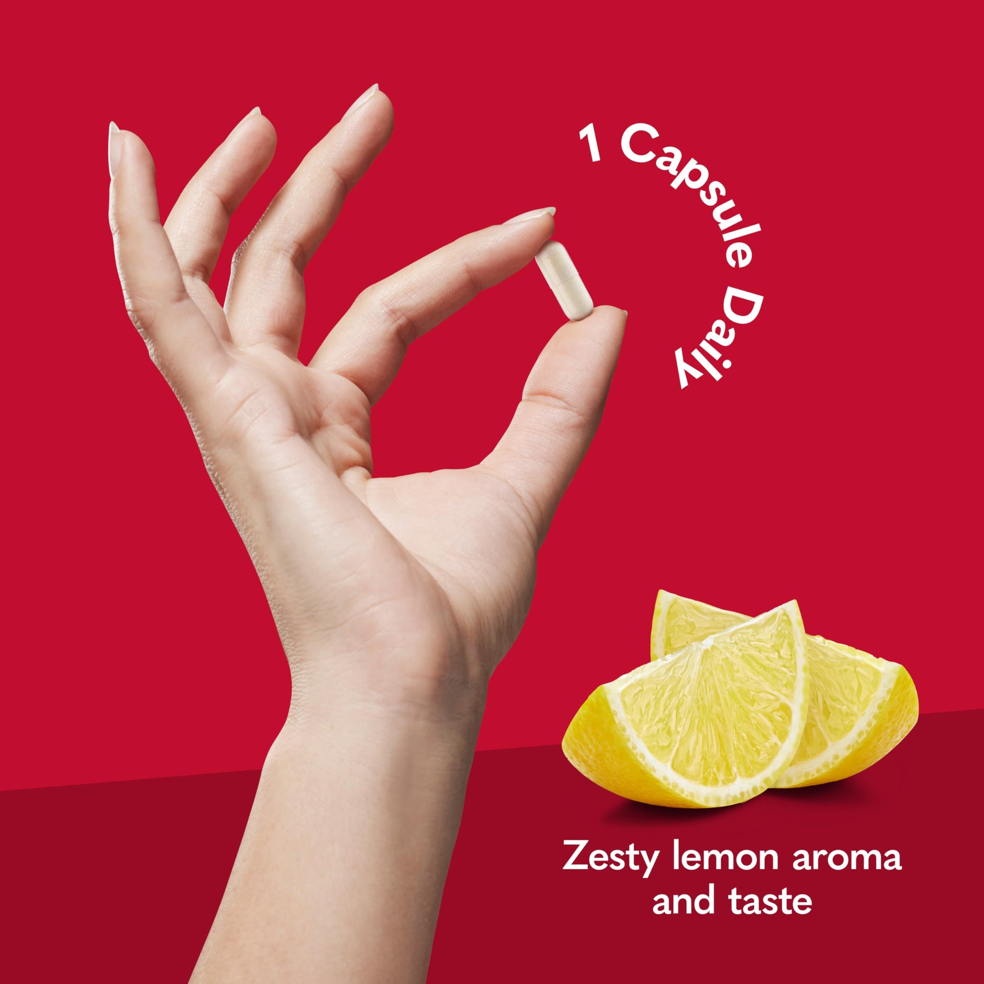 1 cápsula al día con sabor y aroma a limón