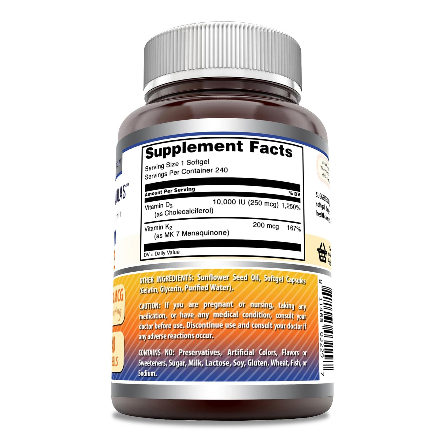 Cápsula blanda suplemento Amazing Formulas vitamina D3 y K2