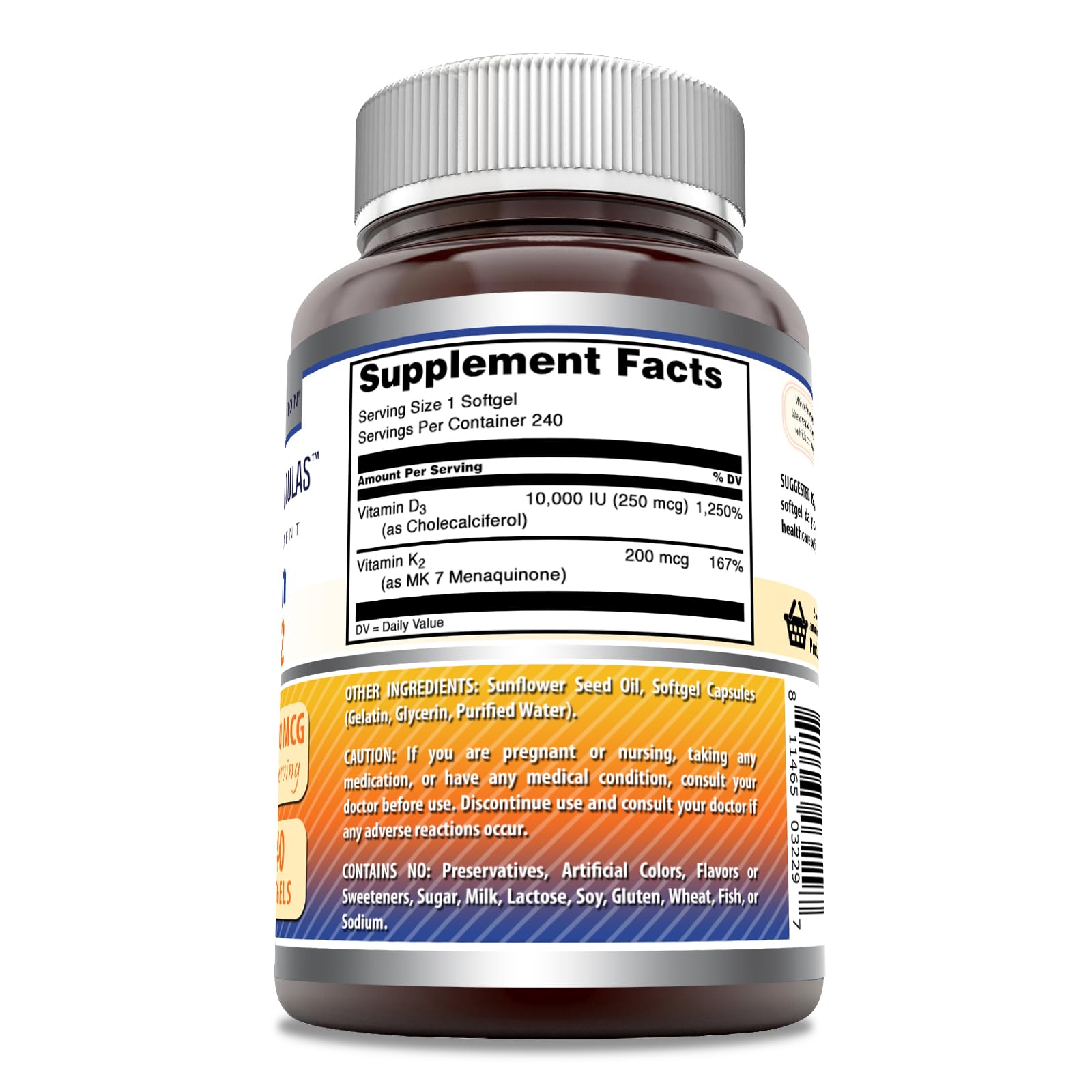 Cápsula blanda suplemento Amazing Formulas vitamina D3 y K2