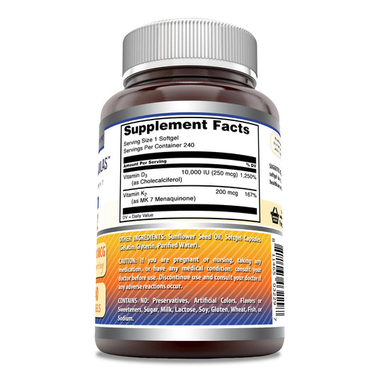 Cápsula blanda suplemento Amazing Formulas vitamina D3 y K2