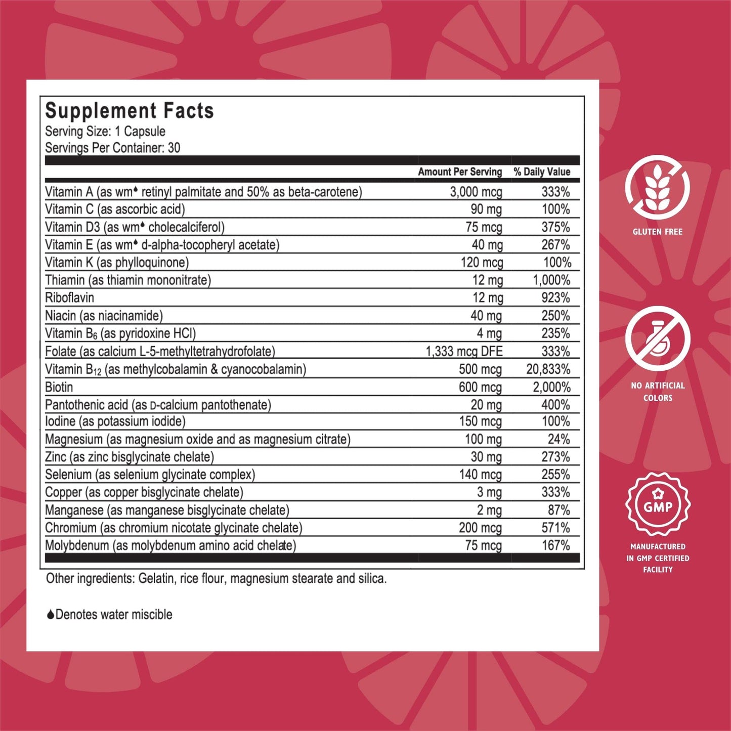 Capsula de multivitamina bariátrica sin hierro