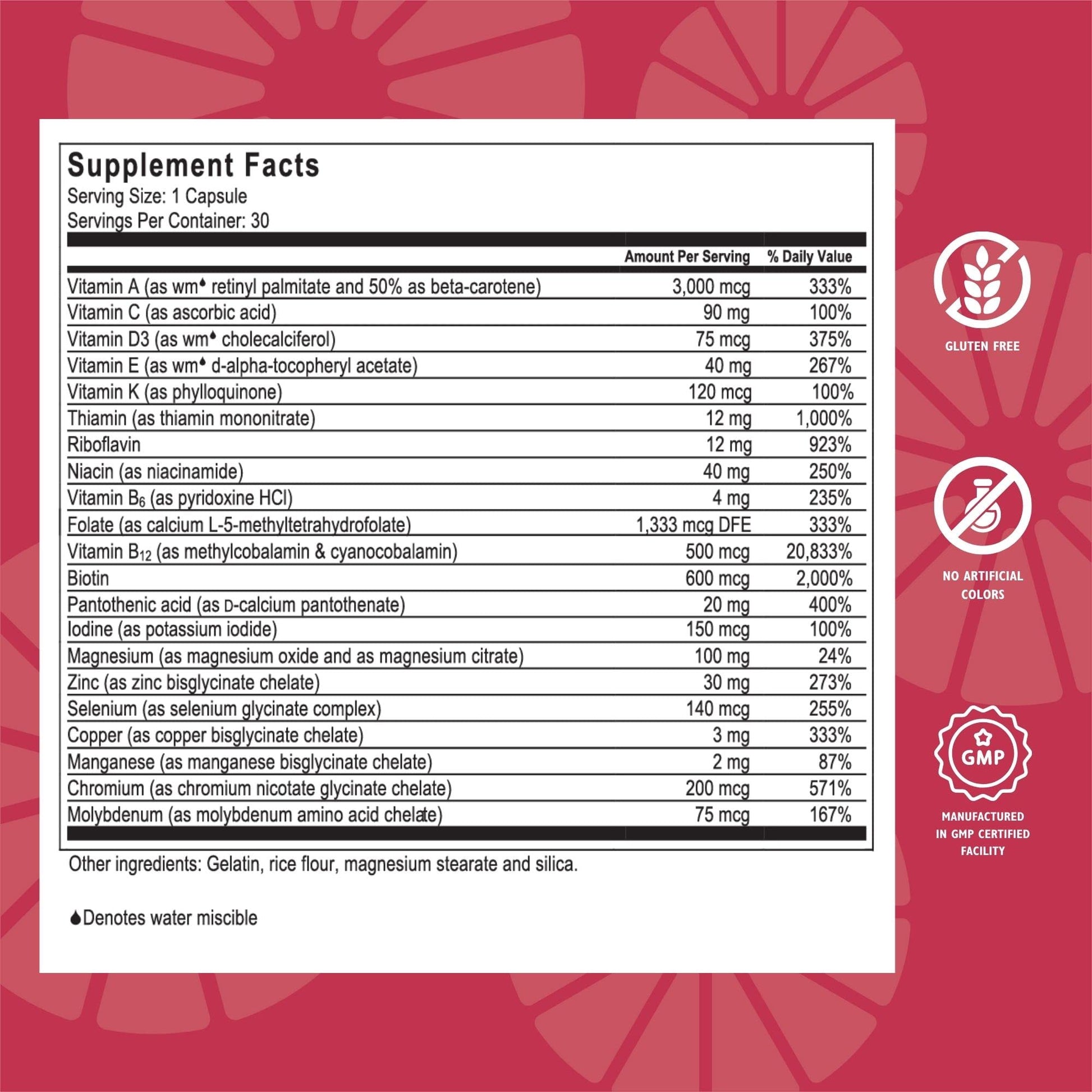 Capsula de multivitamina bariátrica sin hierro