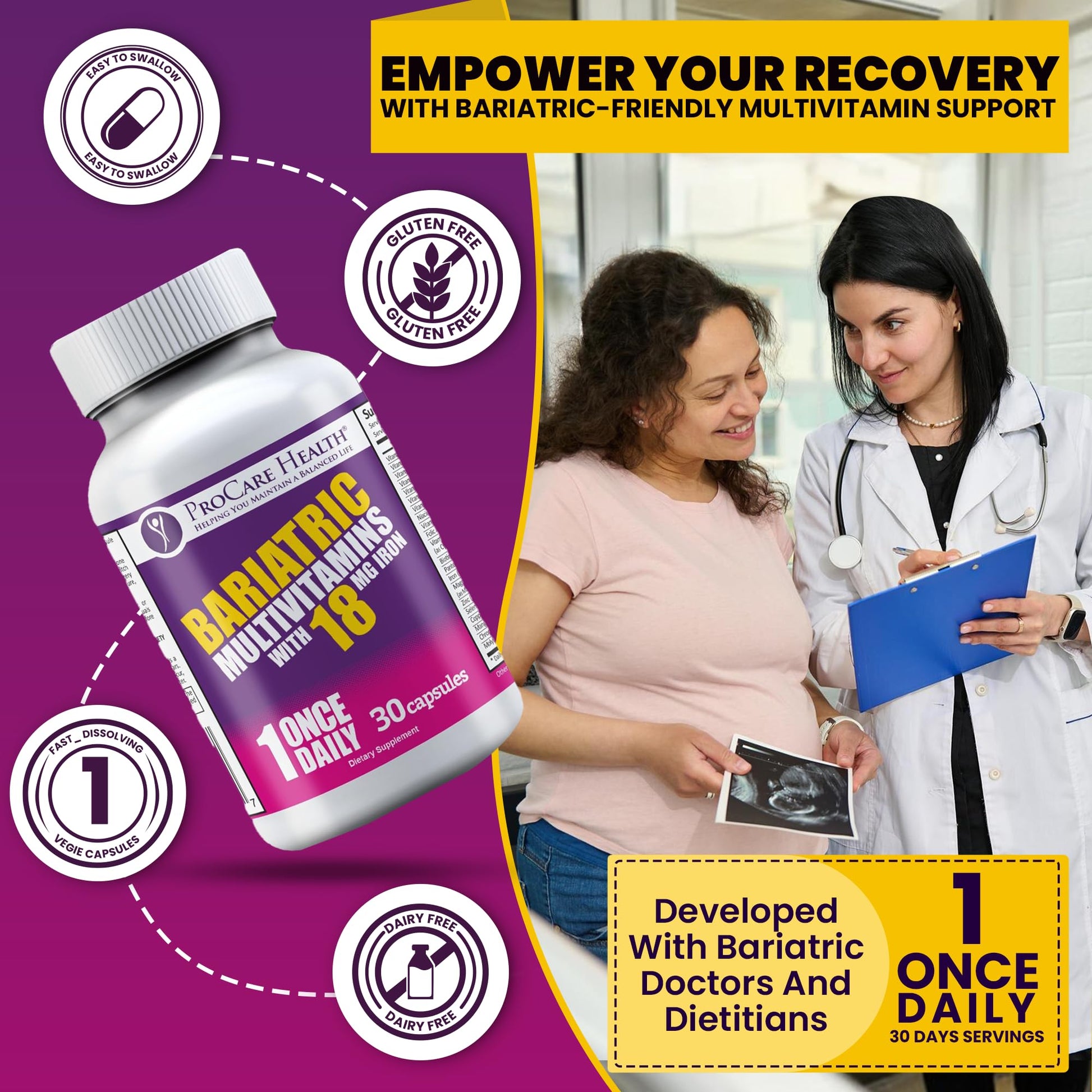 Cápsula de multivitamínico ProCare junto a moneda