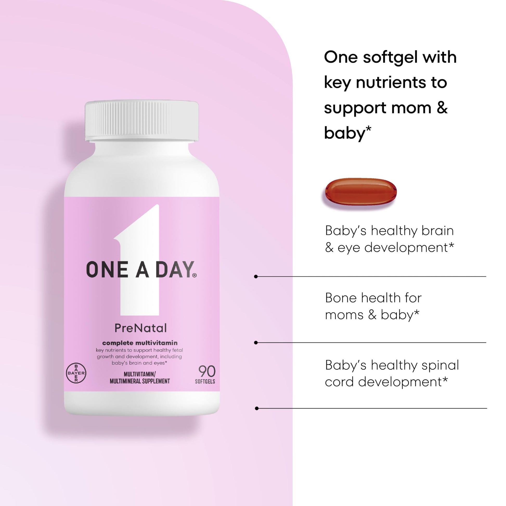 Cápsula omega-3 DHA en suplemento prenatal ONE A DAY