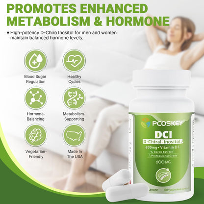 Cápsula pcoskey DCI y vitamina D3 para equilibrio hormonal y salud ovárica