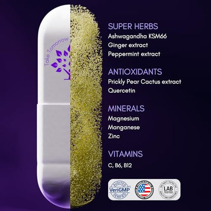 Vista de cerca de cápsula Purple Tree con ingredientes