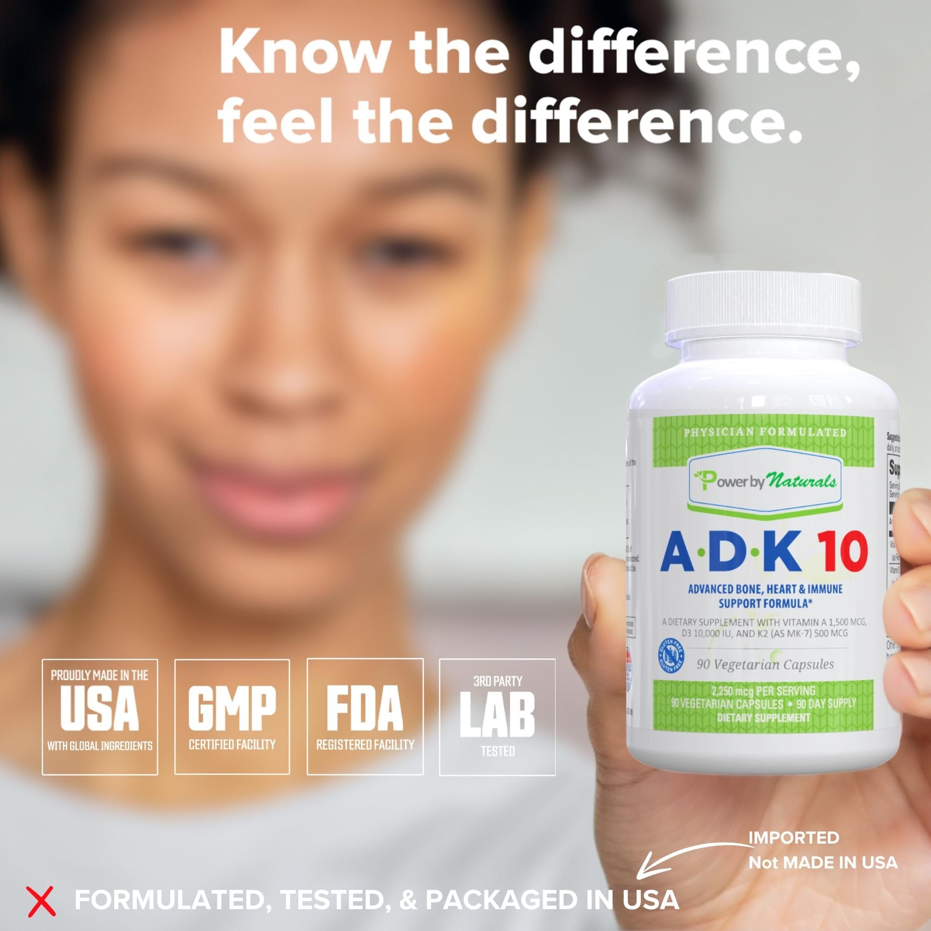 Cápsula de vitamina ADK 10 Power By Naturals aislada