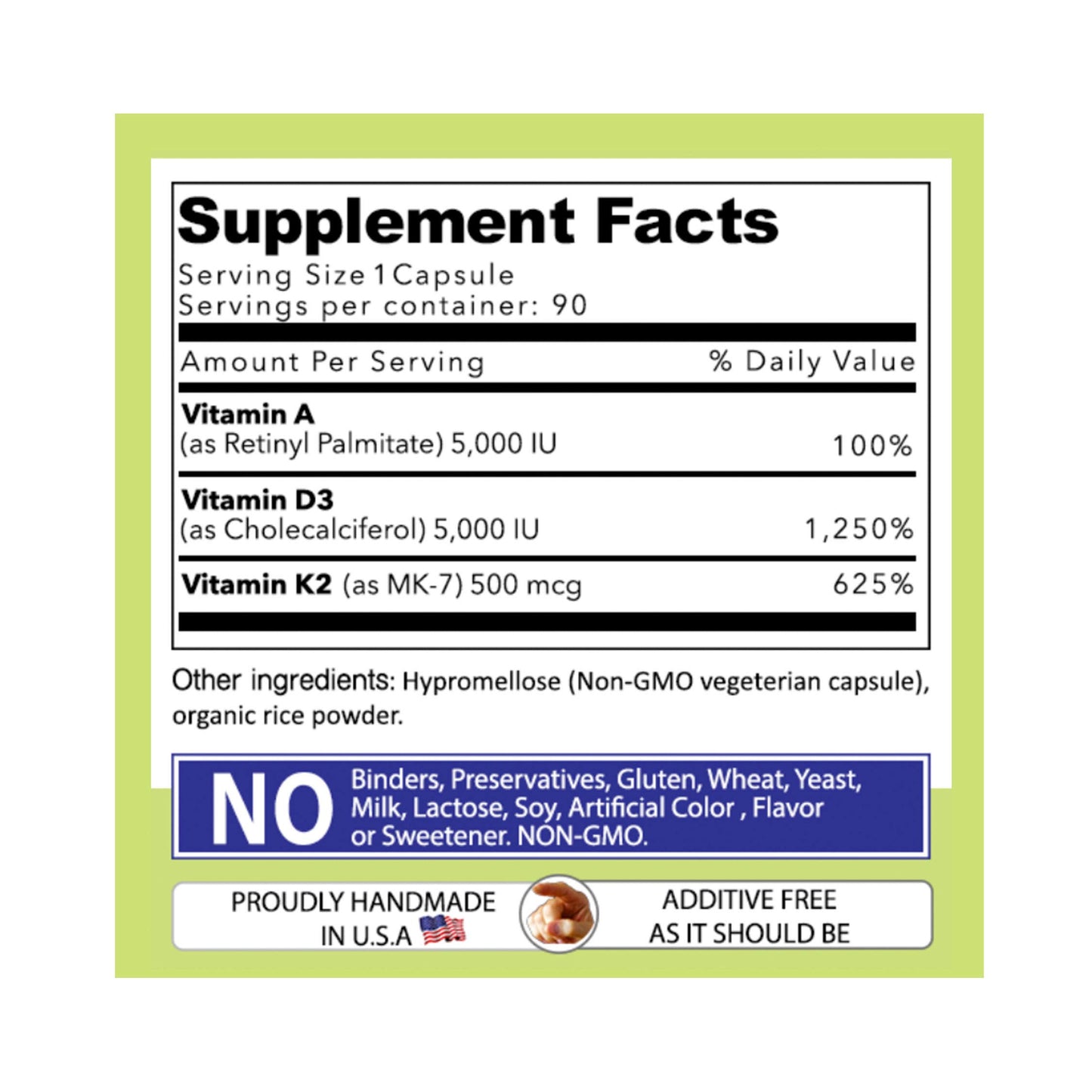 Cápsula de vitamina ADK tamaño comparativo