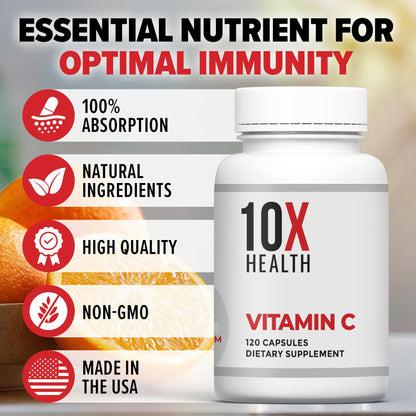 Cápsulas 10X Health Vitamina C 1000mg para apoyo sistema inmune