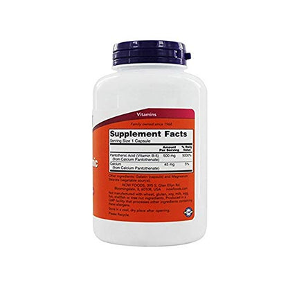 Cápsulas ácido pantoténico NOW Foods vitamina B5 100 unidades