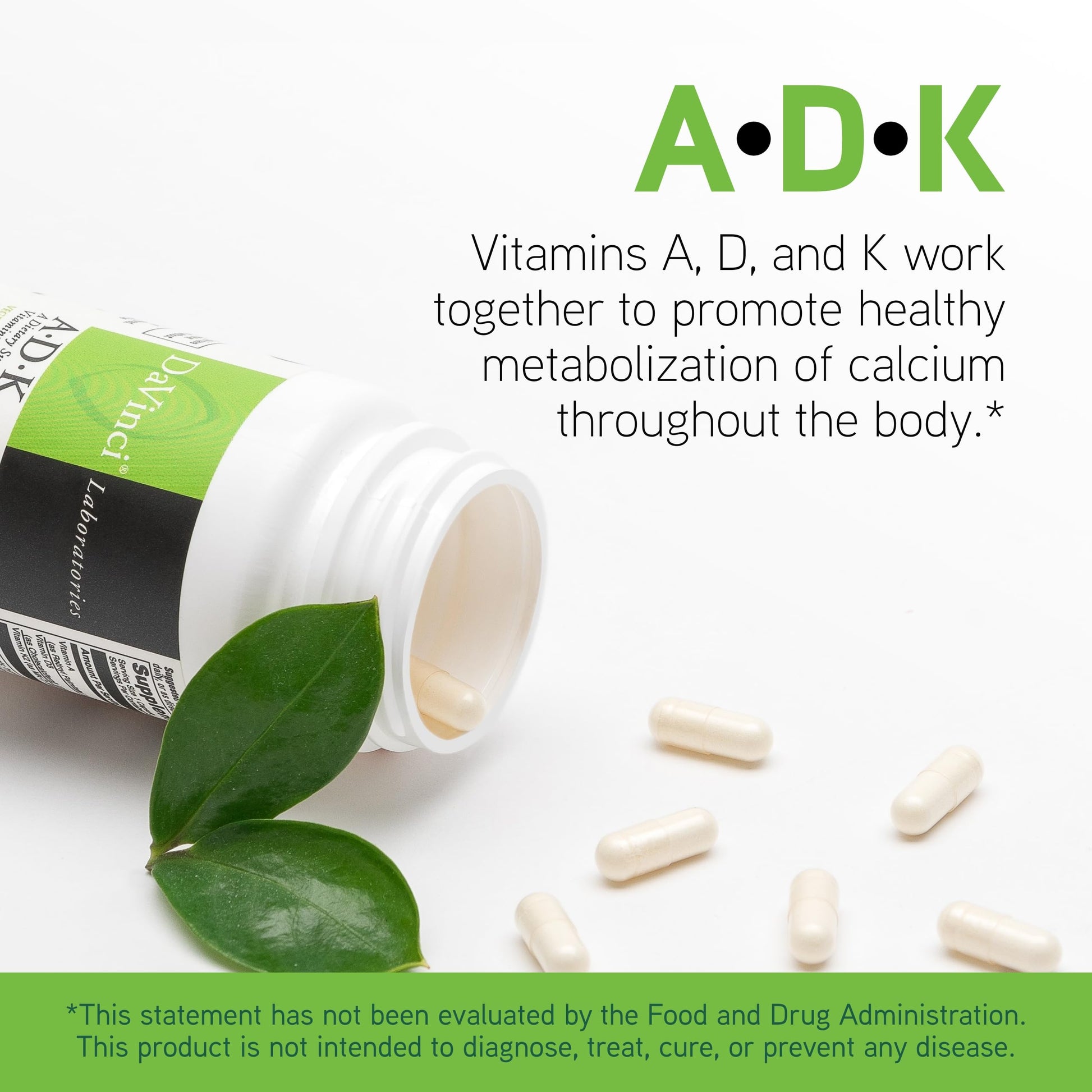 Cápsulas ADK y mensaje de vitaminas