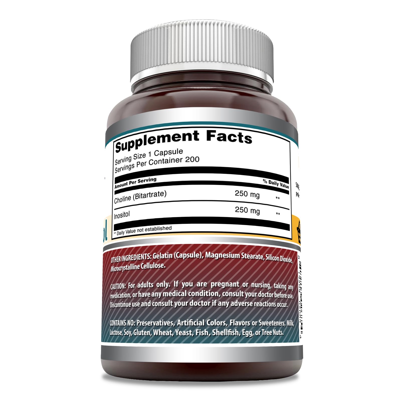 Cápsulas Amazing Formulas suplemento colina e inositol