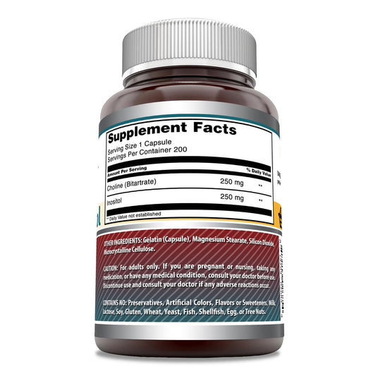 Cápsulas Amazing Formulas suplemento colina e inositol
