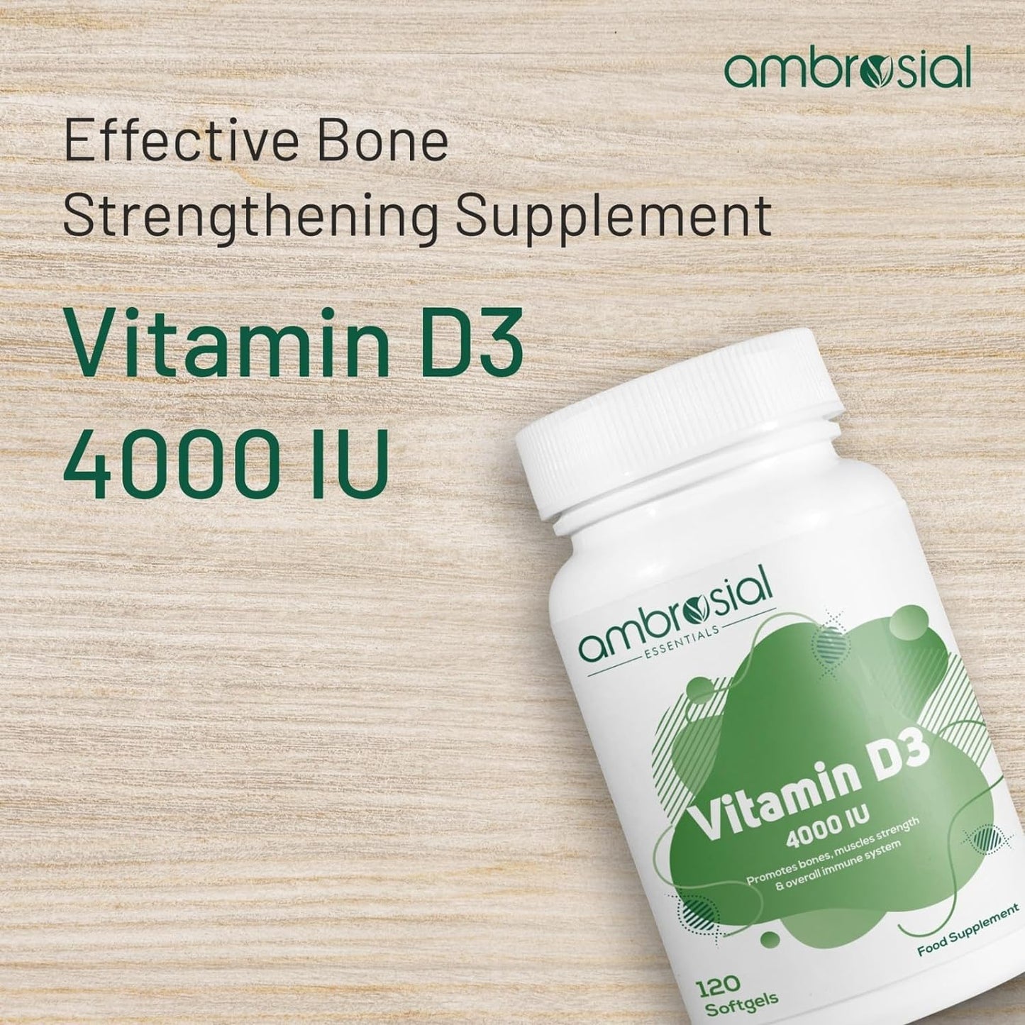 Cápsulas membresía de Ambrosial Vitamina D3 para salud inmunológica