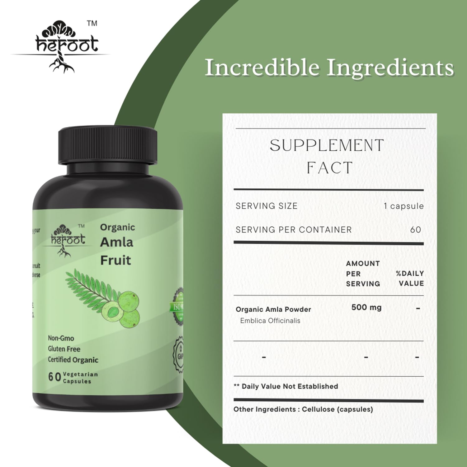 Cápsulas Amla orgánicas suplemento salud natural