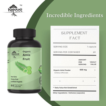 Cápsulas Amla orgánicas suplemento salud natural
