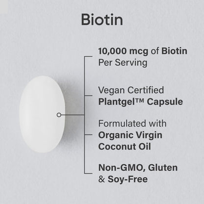 Cápsulas blandas vegetarianas biotina Sports Research 10,000mcg