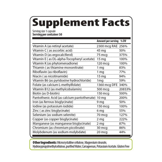 Cápsulas bariátricas de Belt Nutrition con vitaminas esenciales.