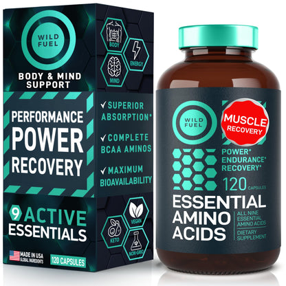 Cápsulas veganas BCAA WILD FUEL en envase