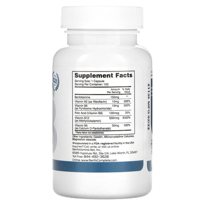 Cápsulas Benfotiamina Inc Multi-B 150 mg para neuropatía