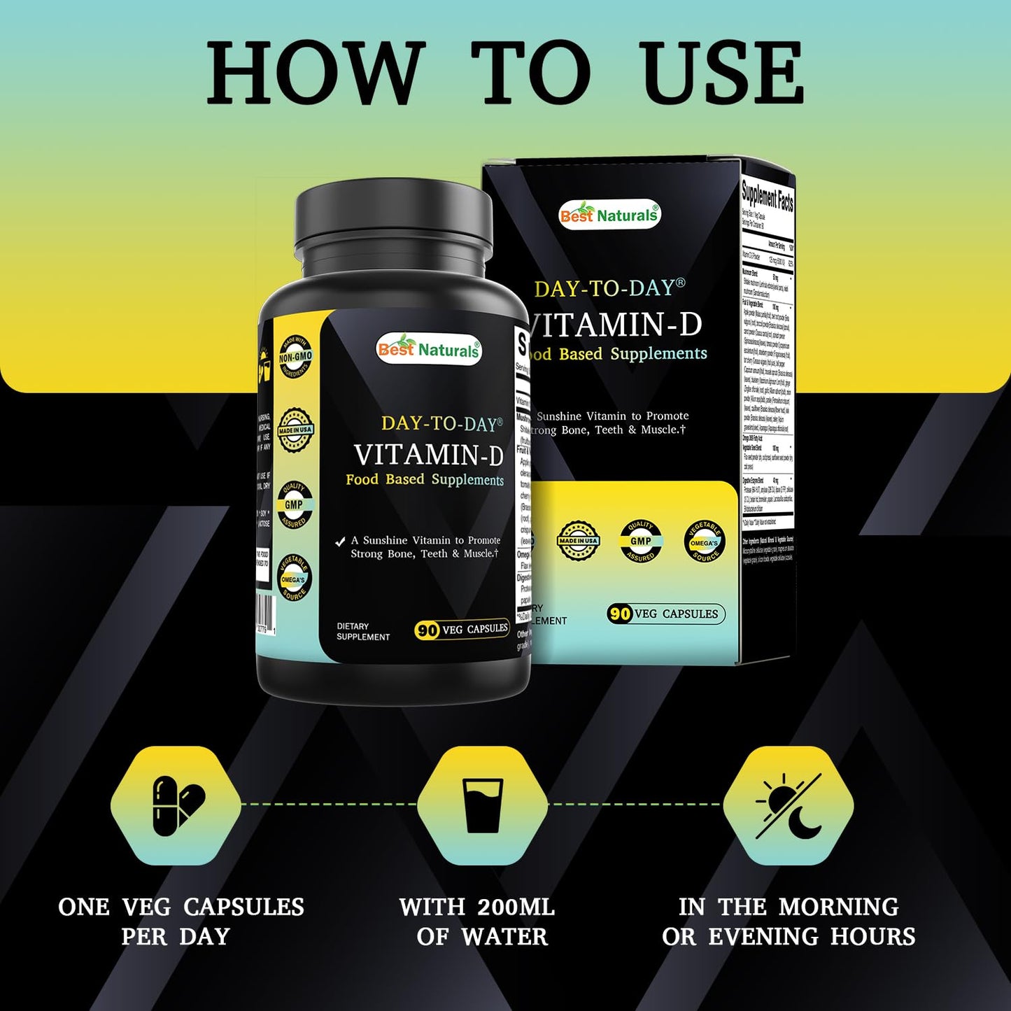 Cápsulas Best Naturals vitamina d para apoyo óseo y autoinmune