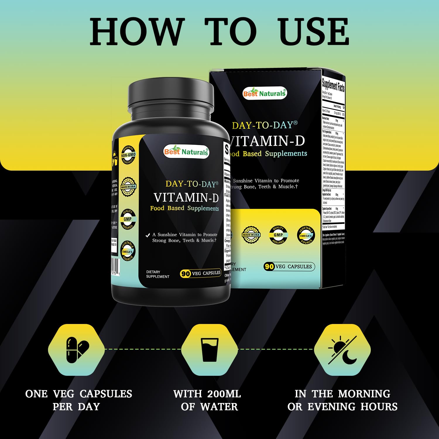 Cápsulas Best Naturals vitamina d para apoyo óseo y autoinmune