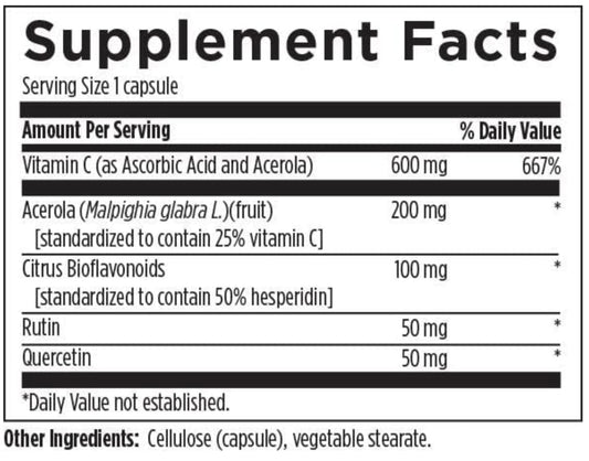 Cápsulas BioC Plus vitamina C soporte inmunológico Radiantly Healthy