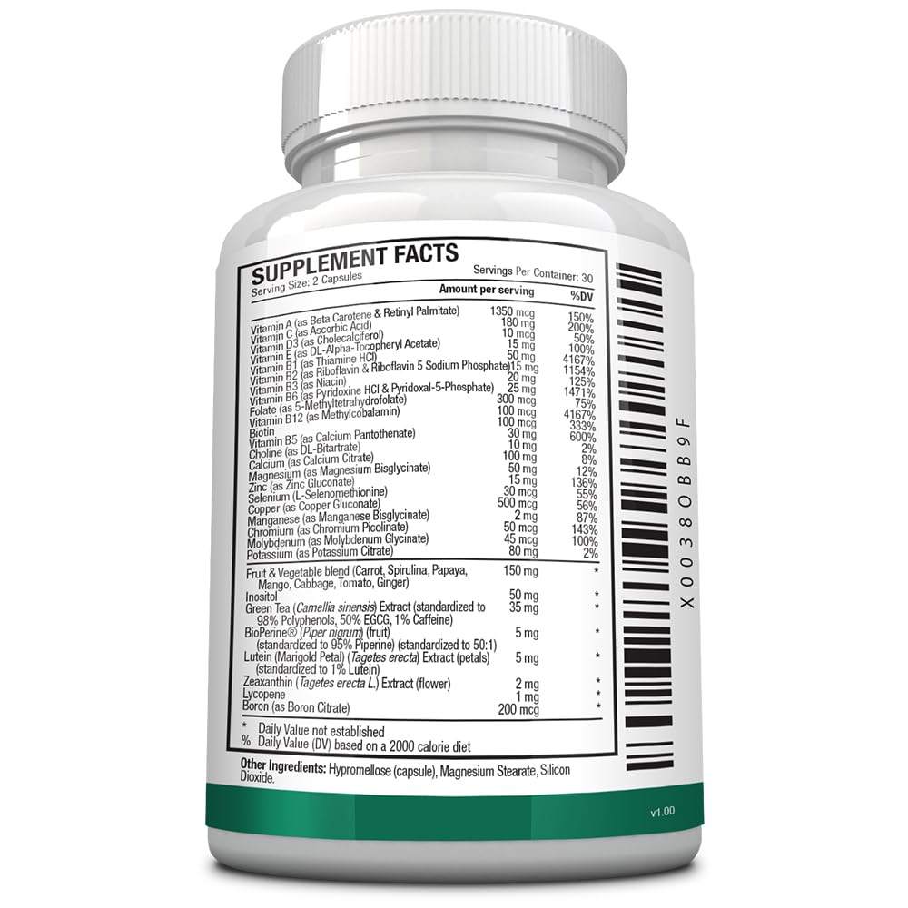 Cápsulas de multivitamina Approved Science con BioPerine para mejor absorción.
