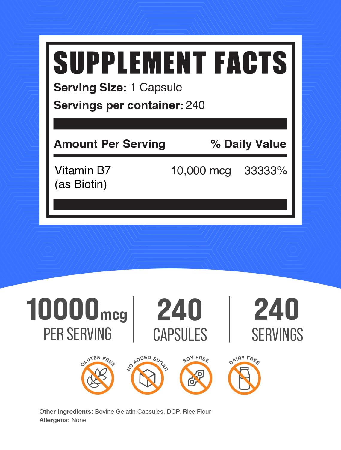 Cápsulas de Biotina BulkSupplements para salud de piel y uñas