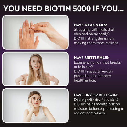Cápsulas biotina para crecimiento fuerte y saludable del cabello