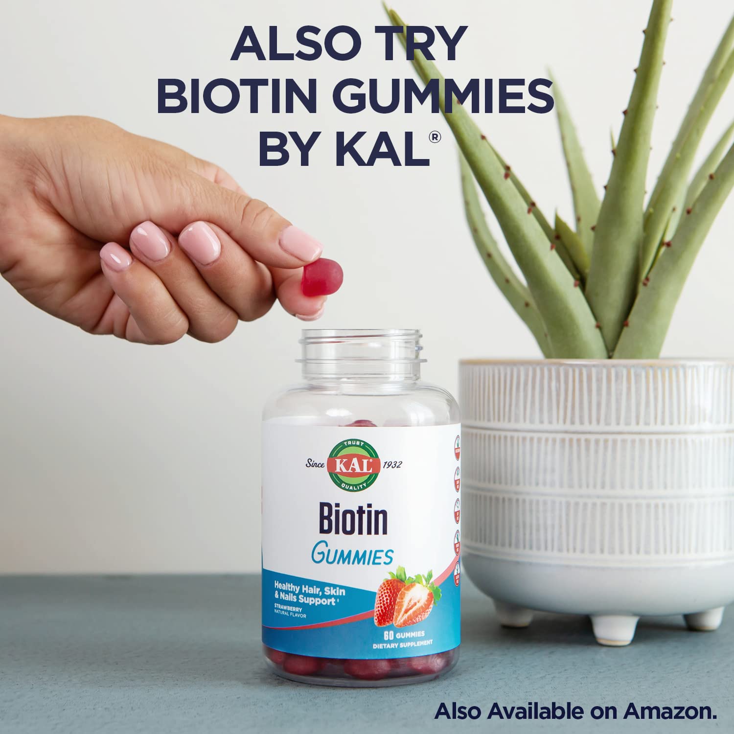 Cápsulas de biotina KAL 5000 mcg sabor frutos rojos