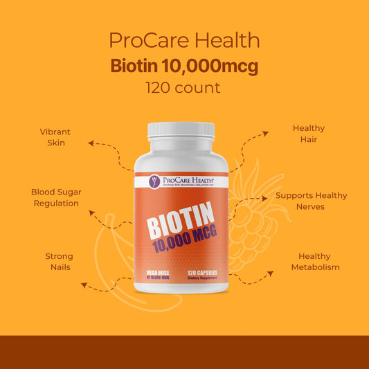 Cápsulas de biotina ProCare Health para cabello y piel saludable
