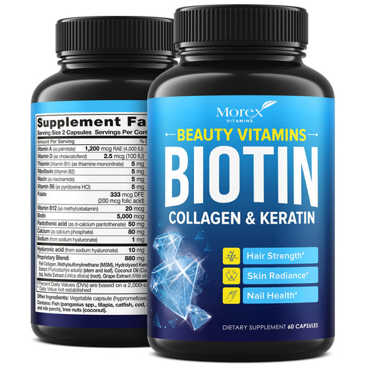 Cápsulas biotina queratina colágeno para cabello piel uñas