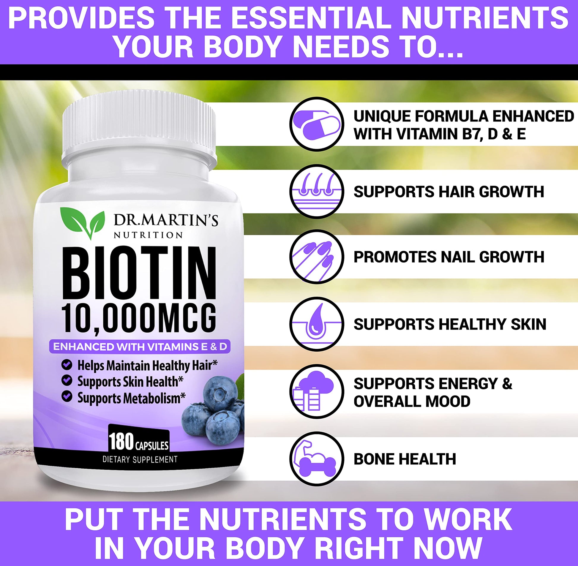 Cápsulas biotina vitaminas D y E para cabello y piel sano