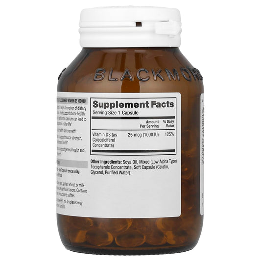 Cápsulas de Blackmores Vitamina D3 1000 UI para salud ósea