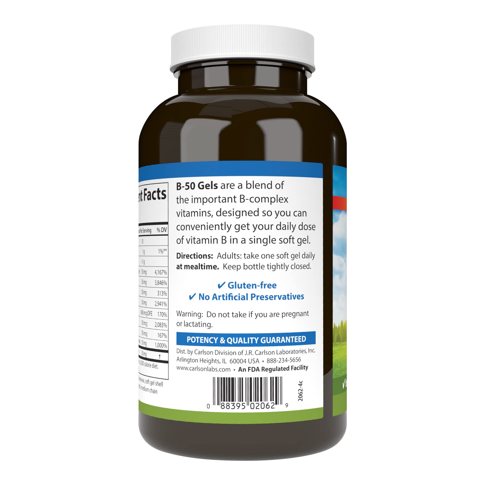 Cápsulas blandas Carlson B-50 vitaminas B fácil de tragar salud nerviosa