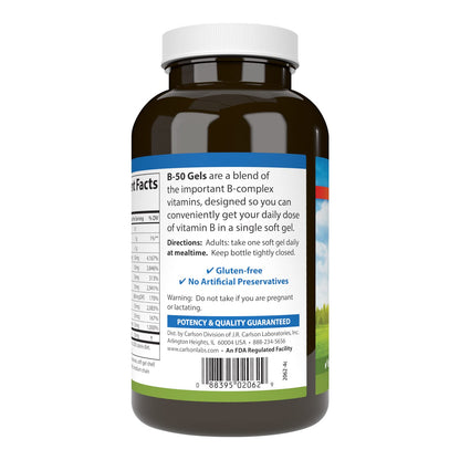 Cápsulas blandas Carlson B-50 vitaminas B fácil de tragar salud nerviosa