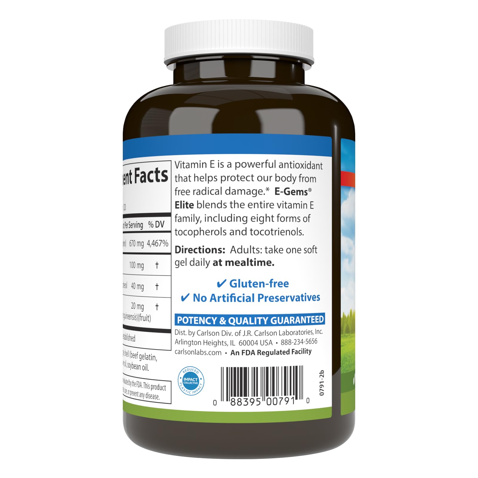 Cápsulas blandas Carlson E-Gems vitamina E 1000 UI antioxidante