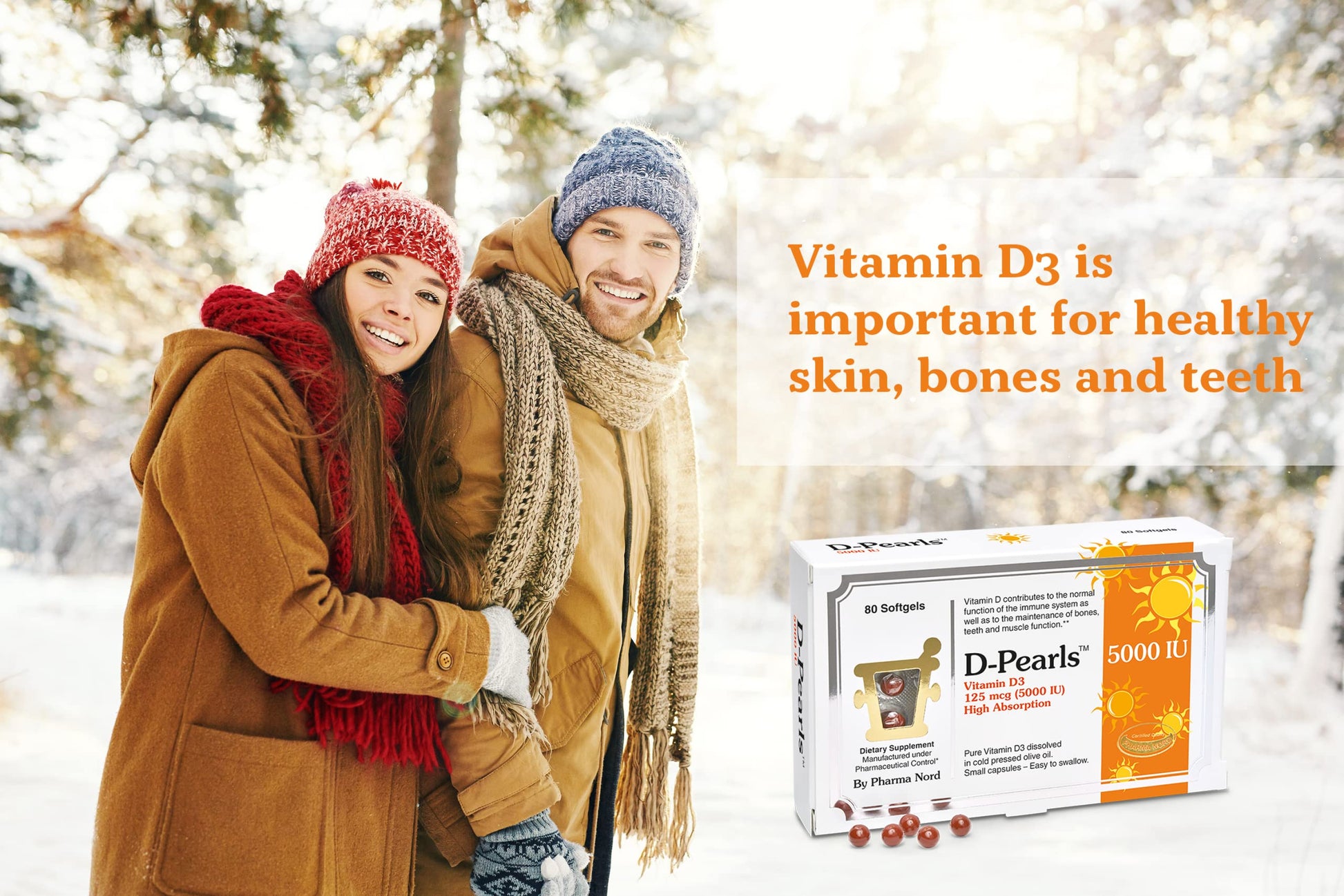 Cápsulas blandas D-Pearls vitamina D3 fáciles de tragar