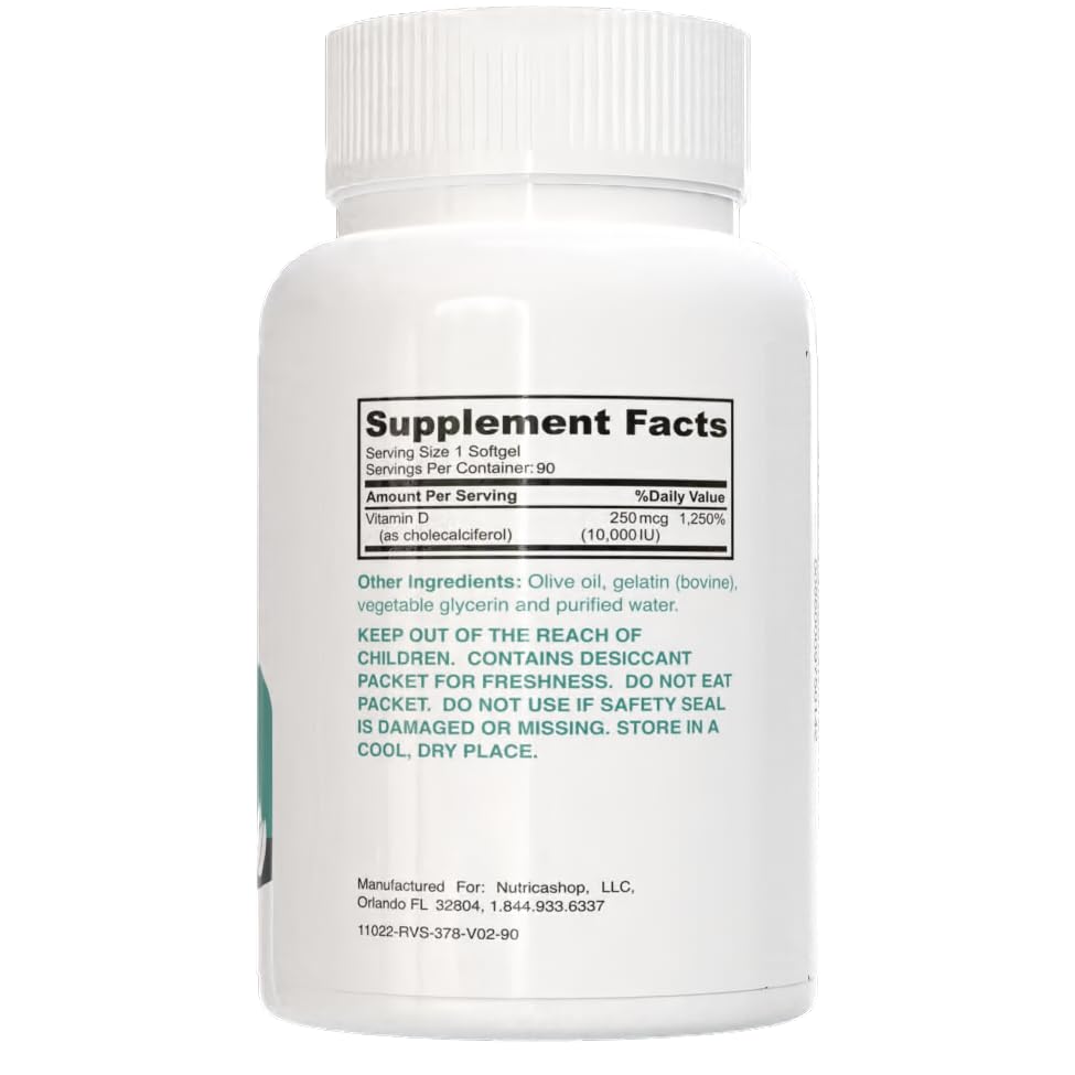 Cápsulas blandas líquidas vitamina d3 Nutricashop alta absorción