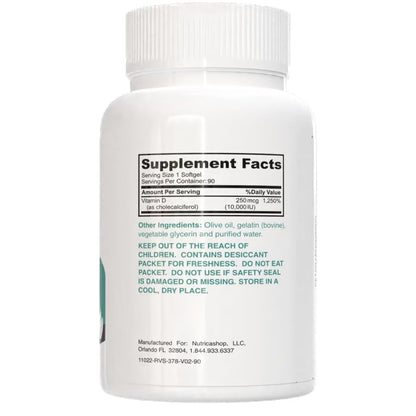 Cápsulas blandas líquidas vitamina d3 Nutricashop alta absorción